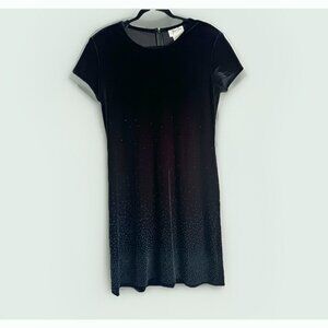 Vintage Jeffrey & Dara Women Velvet Beaded Dress Sz 12 Black Cosmic Glam Y2K 90s